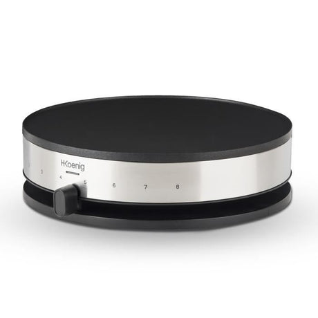 Crepiere HKoeNIG - KREP29 - Surface de cuisson 33cm - Revetement anti-adhésif - Température jusqu'a 230°C - 1300W - Bandeau Inox