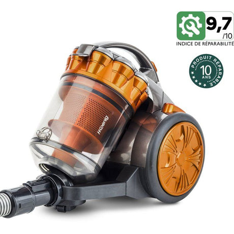 Aspirateur multicyclonique sans sac HKoeNIG STC60 Compact + - Tube télescopique en aluminium - Classe A