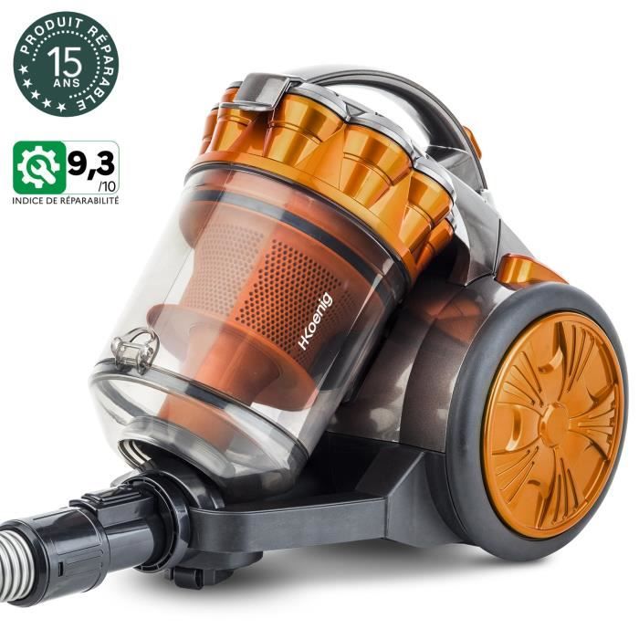 Aspirateur multicyclonique sans sac HKoeNIG STC60 Compact + - Tube télescopique en aluminium - Classe A