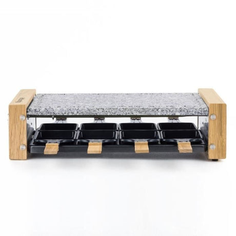Appareil a raclette HKoeNIG - WOD8 - Jusqu'a 8 personnes - Pierre a cuire - Design Bois - 1200W
