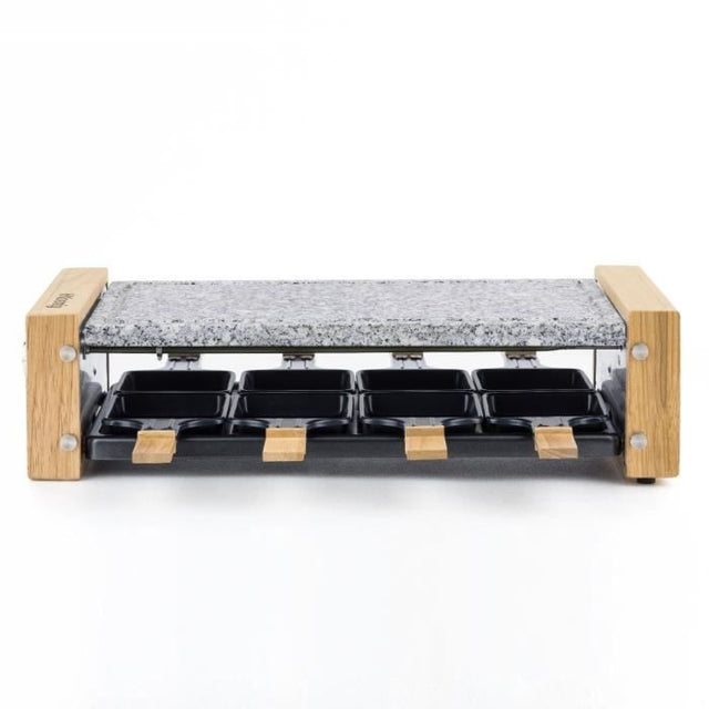 Appareil a raclette HKoeNIG - WOD8 - Jusqu'a 8 personnes - Pierre a cuire - Design Bois - 1200W