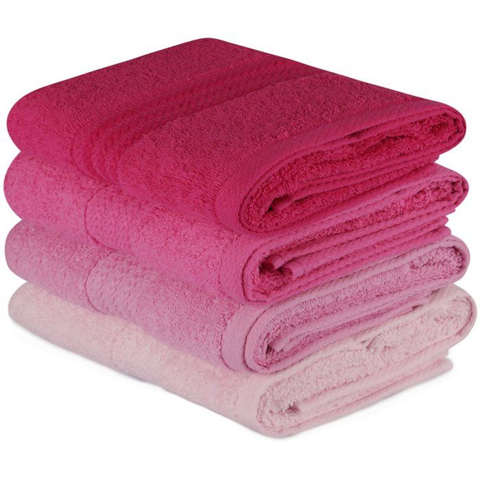 Ensemble de 4 serviettes a main - 50 x 90 cm - Rose