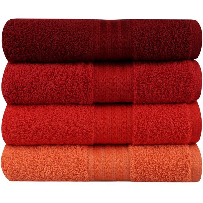 Ensemble de 4 serviettes a main - 50 x 90 cm - Orange