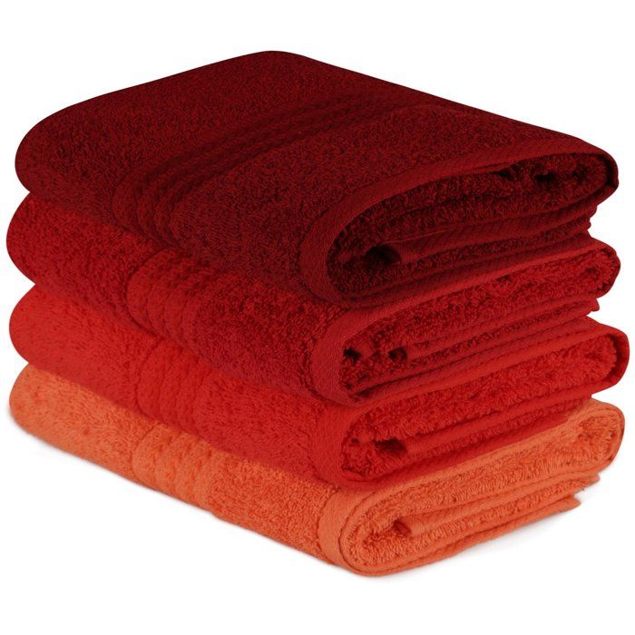Ensemble de 4 serviettes a main - 50 x 90 cm - Orange