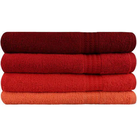 Ensemble de 4 serviettes de bain - 70 x 140 cm - Orange