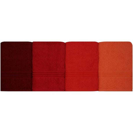 Ensemble de 4 serviettes de bain - 70 x 140 cm - Orange