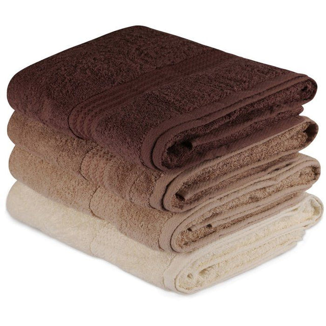 Ensemble de 4 serviettes de bain - 70 x 140 cm - Creme