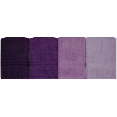 Ensemble de 4 serviettes de bain - 70 x 140 cm - Violet