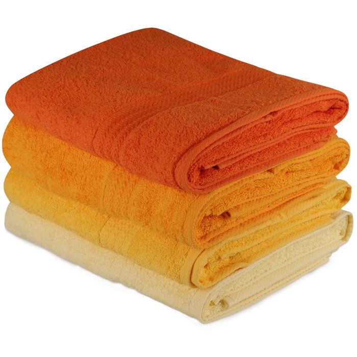 Ensemble de 4 serviettes de bain - 70 x 140 cm - Jaune