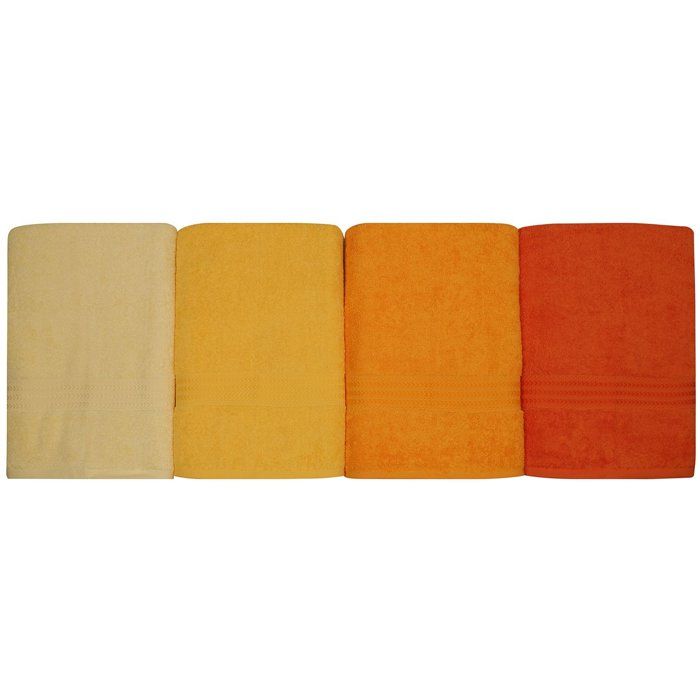 Ensemble de 4 serviettes de bain - 70 x 140 cm - Jaune