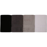 Ensemble de 4 serviettes de bain - 70 x 140 cm - Blanc, Gris, Gris foncé, Noir