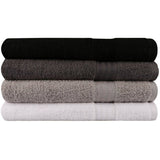 Ensemble de 4 serviettes de bain - 70 x 140 cm - Blanc, Gris, Gris foncé, Noir