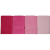 Ensemble de 4 serviettes de bain - 70 x 140 cm - Rose