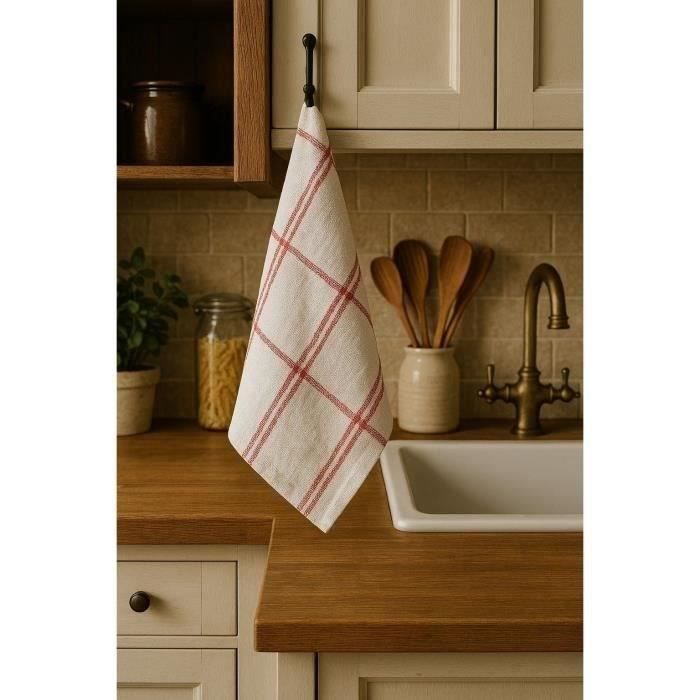 Lot de 6 torchons de cuisine - HOME LINGE PASSION - 100% Coton - 50 x 70 cm - Multicolore ŕ carreaux