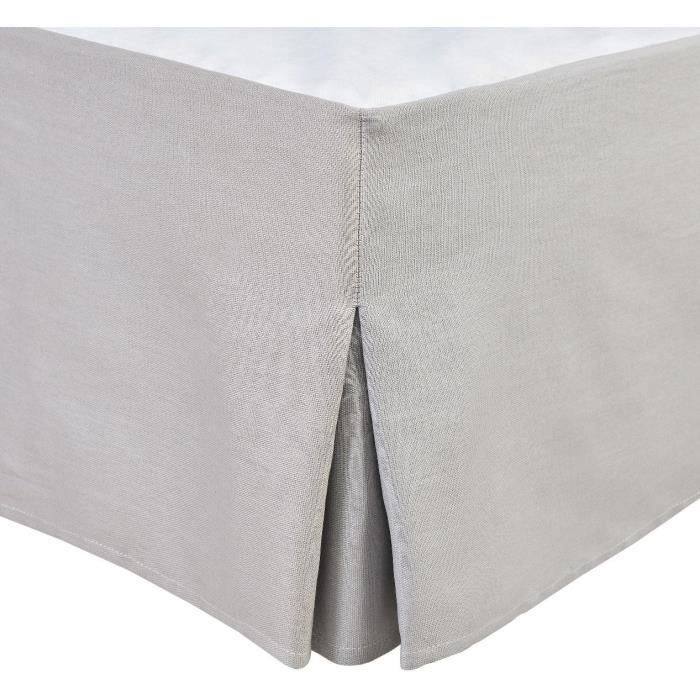 Cache sommier - HOME LINGE PASSION - 160 x 200 cm + 30 cm - Gris clair