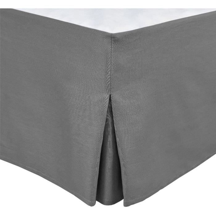 Cache sommier - HOME LINGE PASSION - 90 x 190 cm + 30 cm - Gris anthracite