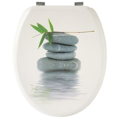Abattant WC Galets gris - GELCO - Universel - Bois moulé MDF - Fixations universelles