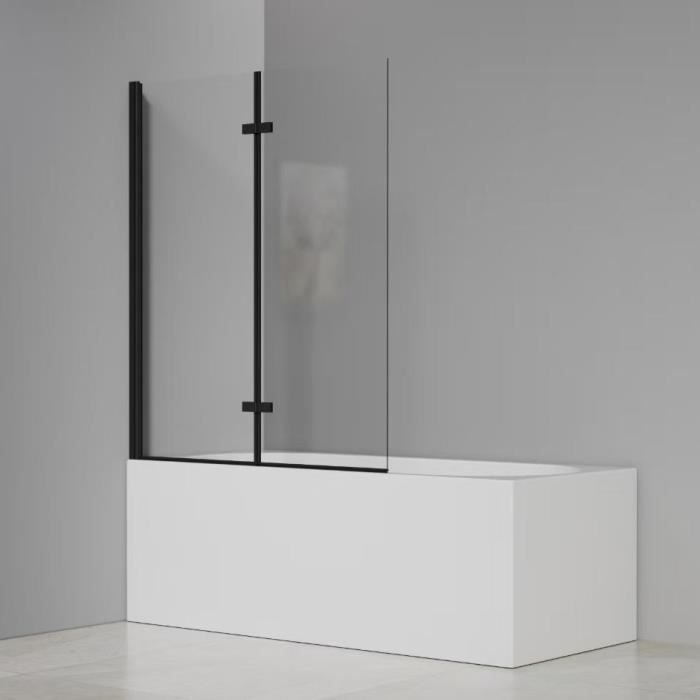Pare baignoire 2 volets pivotants - HOME GENERATION - Maggy noir - 100 x 140 cm