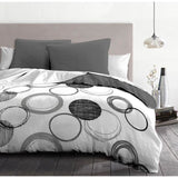 Parure de couette microfibre Audace - 1 housse de couette 240x260 cm + 2 taies d'oreiller 63x63 cm - Gris clair - HOME LINGE
