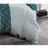 Parure de couette microfibre Ethno - 1 housse de couette 140x200 cm + 1 taie d'oreiller 63x63 cm - Bleu canard - HOME LINGE PASSION
