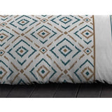 Parure de couette microfibre Ethno - 1 housse de couette 140x200 cm + 1 taie d'oreiller 63x63 cm - Bleu canard - HOME LINGE PASSION