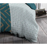 Parure de couette microfibre Ethno - 1 housse de couette 240x260 cm + 2 taies d'oreiller 63x63 cm - Bleu Canard - HOME LINGE
