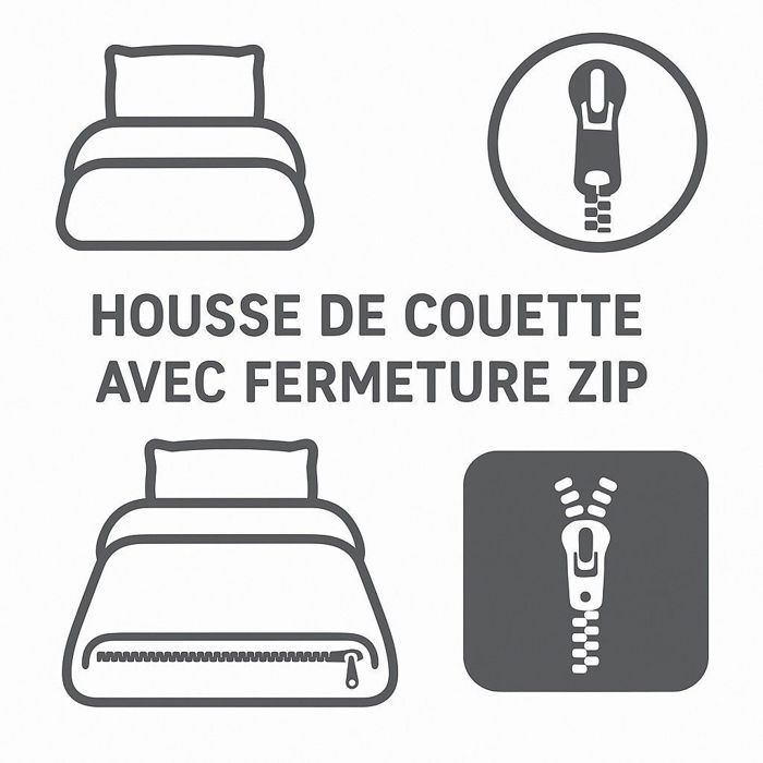 Parure de couette microfibre HOME PASSION STANIS - 1 housse de couette 240 x 260 cm + 2 taies d'oreiller 63 x 63 cm - Bleu