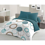 Parure de couette HOME LINGE PASSION Audace - couette 220 x 240 cm + 2 taies d'oreiller 63x63 cm - Bleu canard