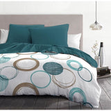 Parure de couette HOME LINGE PASSION Audace - couette 220 x 240 cm + 2 taies d'oreiller 63x63 cm - Bleu canard