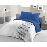 Parure de couette microfibre AMBROISIE - 1 housse de couette 220 x 240 cm + 2 taies d'oreiller 63 x 63 cm - Bleu