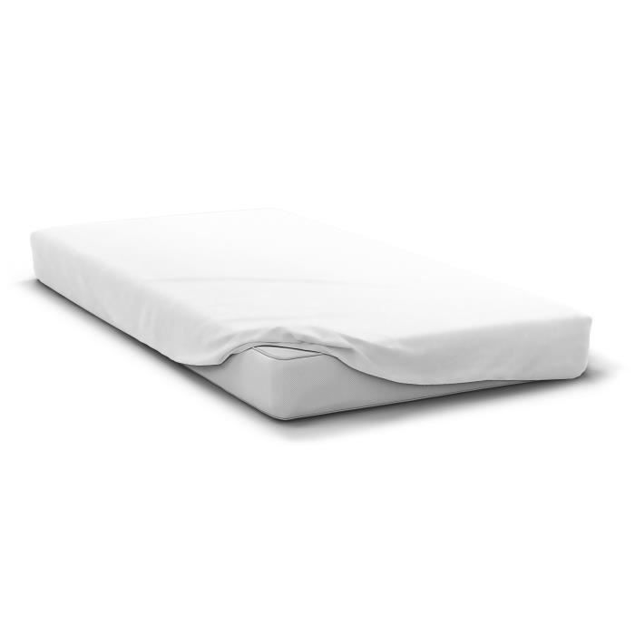 Drap Housse - HOME LINGE PASSION - HP71760 - 90 x 190 cm + 30 cm bonnet - Microfibre - 82 g - BLANC