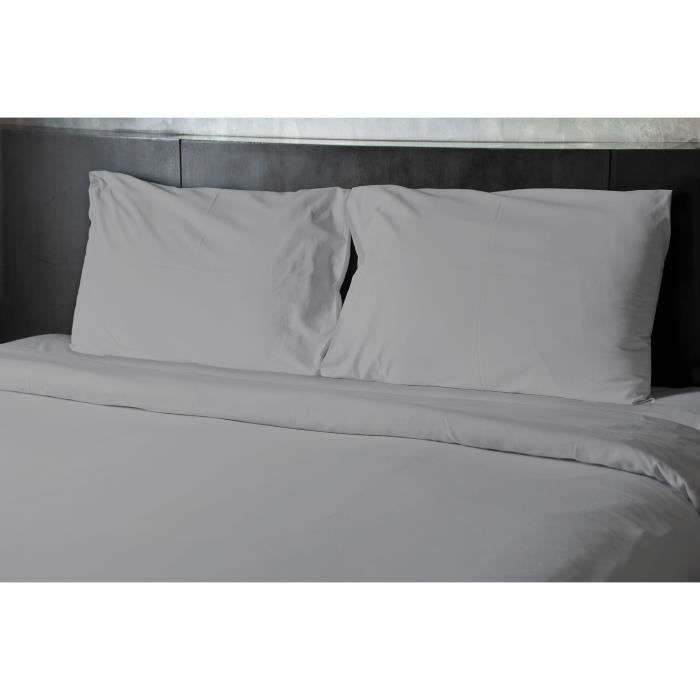 Drap plat - HOME LINGE PASSION - Microfibre 82 g - 180 x 290 cm - 1 personne - Gris clair