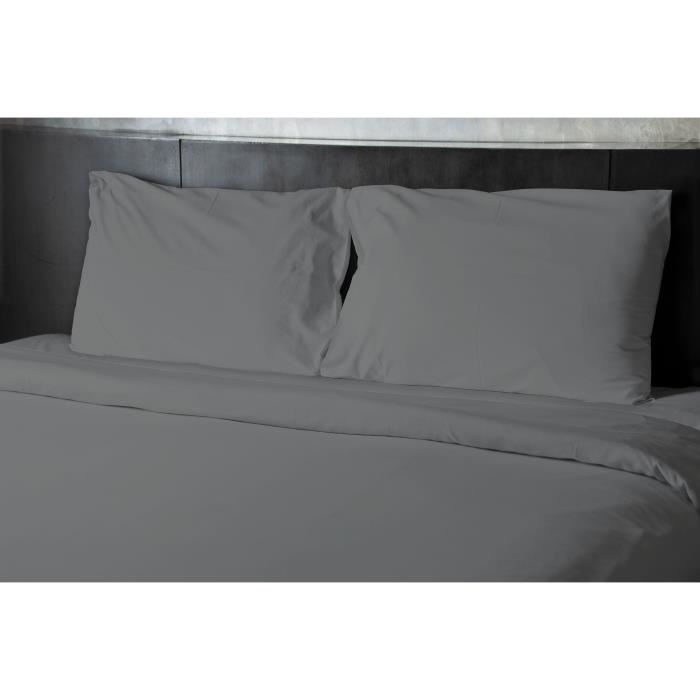 Drap plat - HOME LINGE PASSION - Microfibre 82 g - 180 x 290 cm - 1 personne - Anthracite