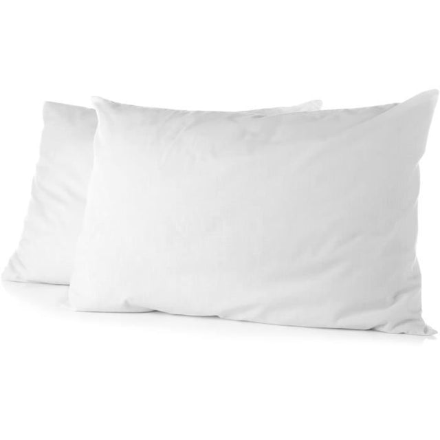 Lot de 2 taies d'oreiller - HOME LINGE PASSION - Microfibre 82 g - 50 x 70 cm - Blanc