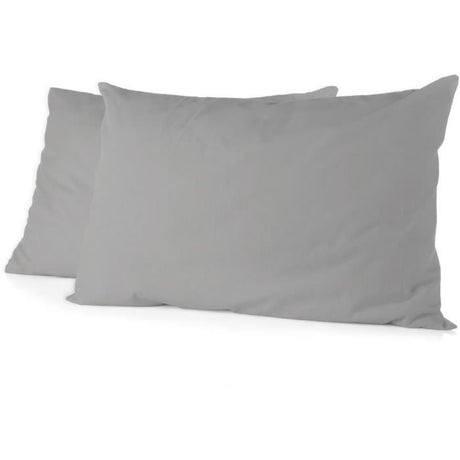 Lot de 2 taies d'oreiller - HOME LINGE PASSION - Microfibre 82 g - 50 x 70 cm - Gris Clair