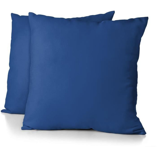 Lot de 2 taies d'oreiller - HOME LINGE PASSION - Microfibre 82 g - 63 x 63 cm - Bleu
