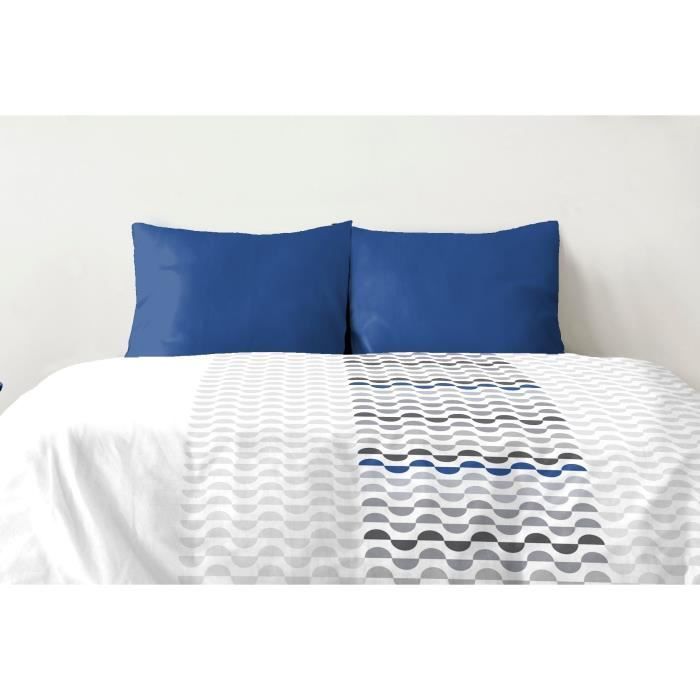 Lot de 2 taies d'oreiller - HOME LINGE PASSION - Microfibre 82 g - 50 x 70 cm - Bleu