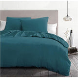 Parure de couette 3 pieces - HOME LINGE PASSION - HP72064 - Microfibre 82 g - 220 x 240 cm - Bleu canard