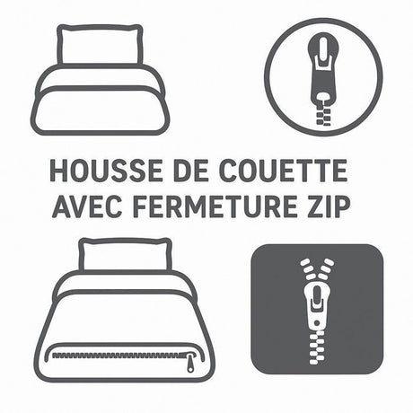 Parure de couette 3 pieces - HOME LINGE PASSION - HP72070 - Microfibre 82 g - 220 x 240 cm - Beige