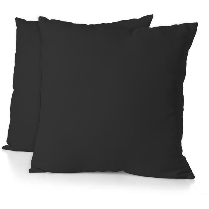 Lot de 2 taies d'oreiller - HOME LINGE PASSION - HP72082 - Microfibre 82 g - 63 x 63 cm - Noir