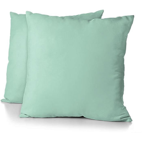 Lot de 2 taies d'oreiller - HOME LINGE PASSION - Microfibre 82 g - 63 x 63 cm - Vert d'eau