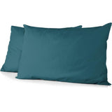 Lot de 2 taies d'oreiller - HOME LINGE PASSION - HP72087 - Microfibre 82 g - 50 x 70 cm - Bleu canard