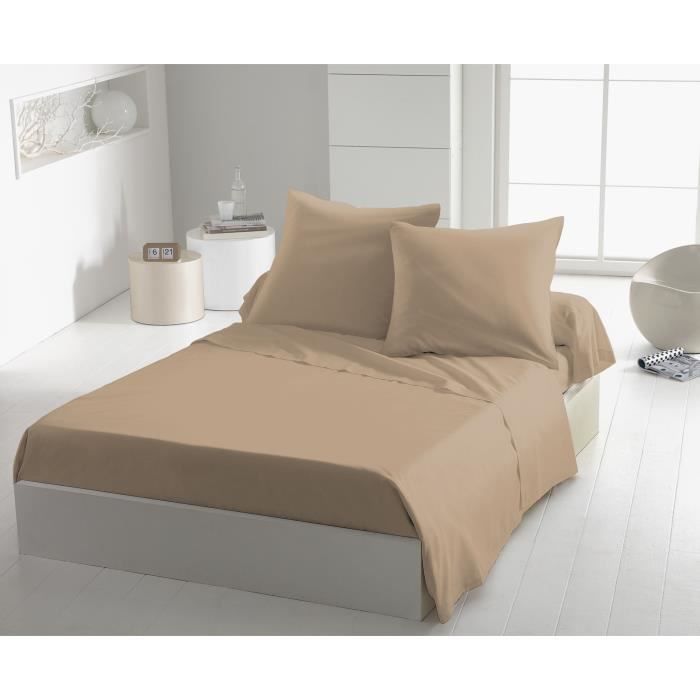 Lot de 2 taies d'oreiller - HOME LINGE PASSION - Microfibre 82 g - 63 x 63 cm - Beige