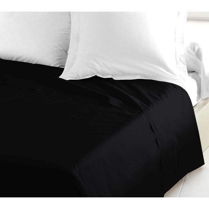 Drap plat - HOME LINGE PASSION - HP72093 - Microfibre 82 g - 240 x 300 cm - Noir