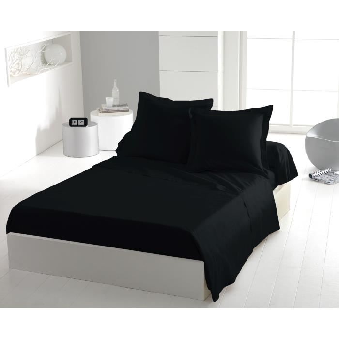 Drap plat - HOME LINGE PASSION - HP72094 - Microfibre 82 g - 180 x 290 cm - Noir