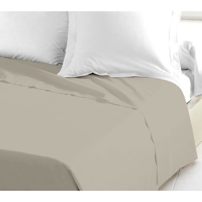 Drap plat - HOME LINGE PASSION - HP72097 - Microfibre 82 g - 240 x 300 cm - Beige ivoire
