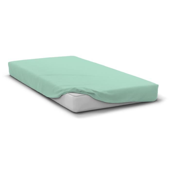 Drap housse - HOME LINGE PASSION - HP72112 - Microfibre 82 g - 90 x 190 cm - Bonnet 30 cm - Vert d'eau