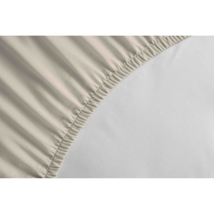 Drap housse - HOME LINGE PASSION - HP72115 - Microfibre 82 g - 140 x 190 cm - Bonnet 30 cm - Beige ivoire