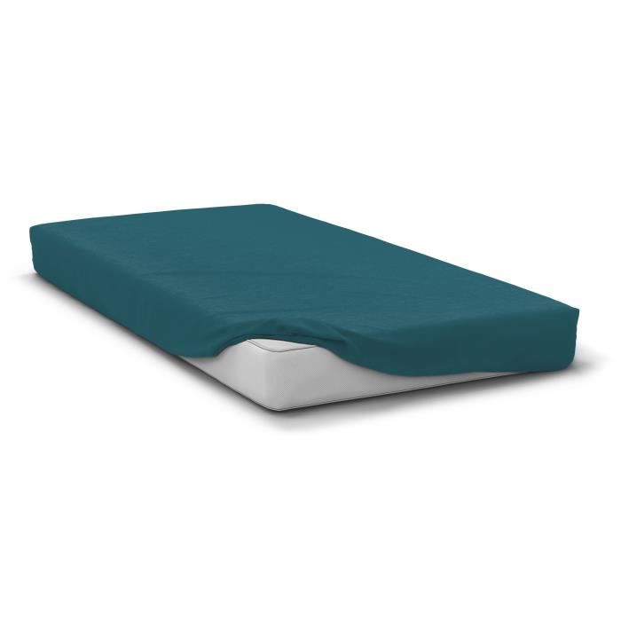 Drap housse - HOME LINGE PASSION - HP72117 - Microfibre 82 g - 180 x 200 cm - Bonnet 30 cm - Bleu canard