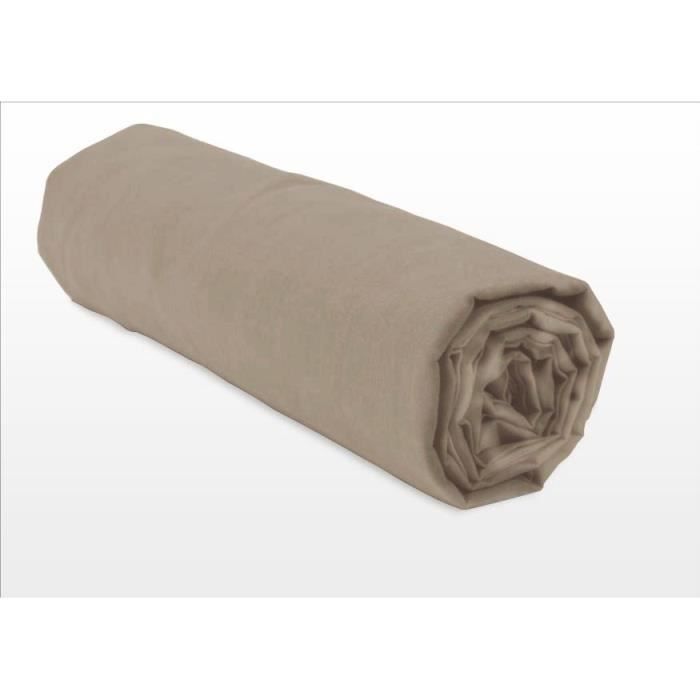 Drap housse - HOME LINGE PASSION - HP72125 - Microfibre 82 g - 180 x 200 cm - Bonnet 30 cm - Beige
